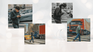 Zoned out Pedestrians with their heads buried in phone