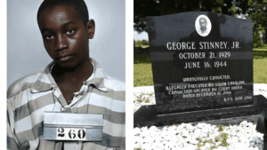 George Stinney mug shot and tombstone