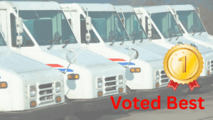 US Postal trucks and #1 medal