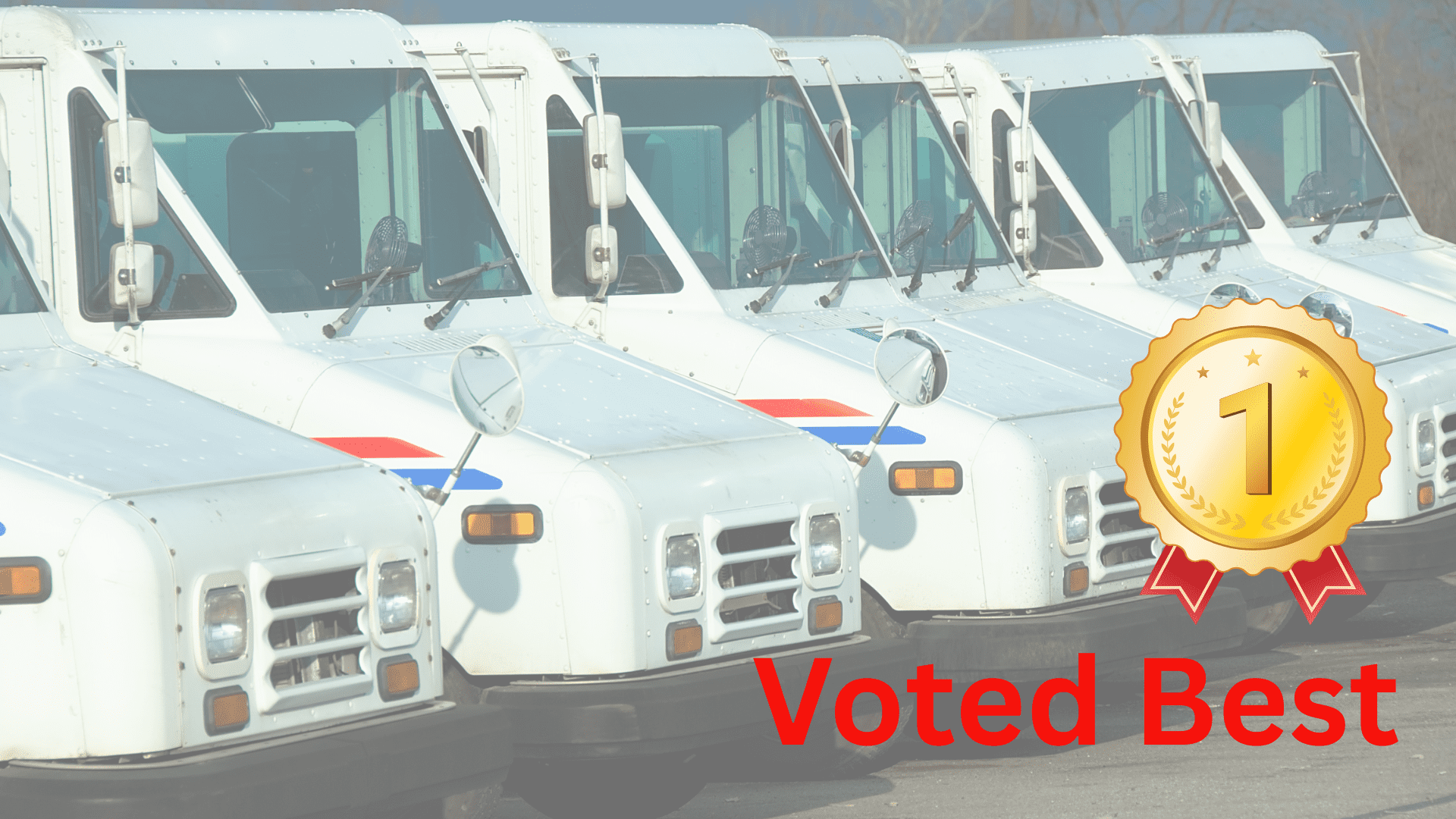 US Postal trucks and #1 medal